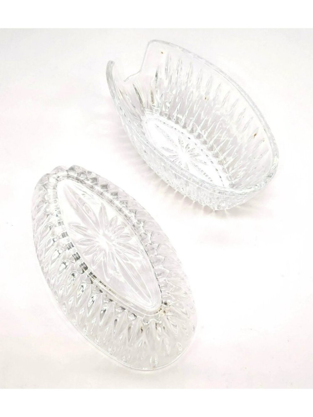 Princess House Spoon Rests Heavy Glass Oval Starburst Set Of 2 Vintage VL5074 - Picture 7 of 7